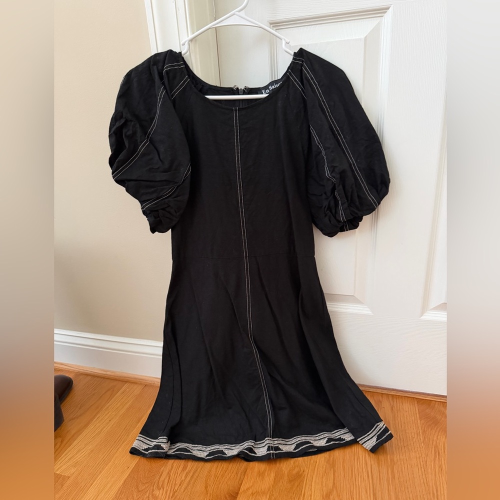 En Saison Black Puff Sleeve Dress